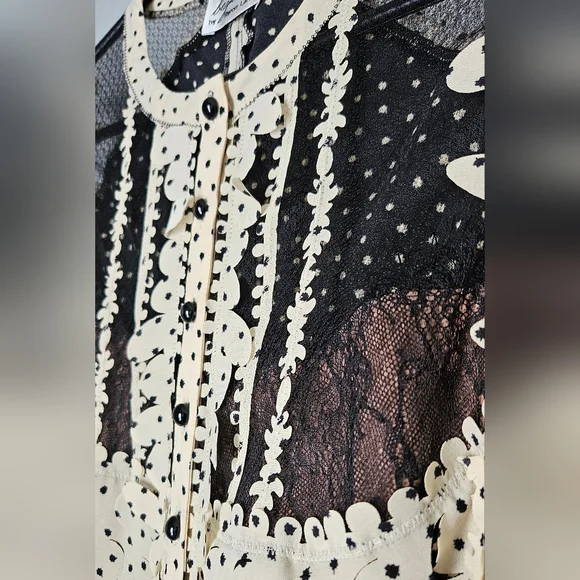 Anthropologie X beguile by Byron Lars Black/White Lace Polka Dot Dress - Picture 3 of 6
